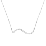 Double Curve Diamond Necklace on 14K White Gold